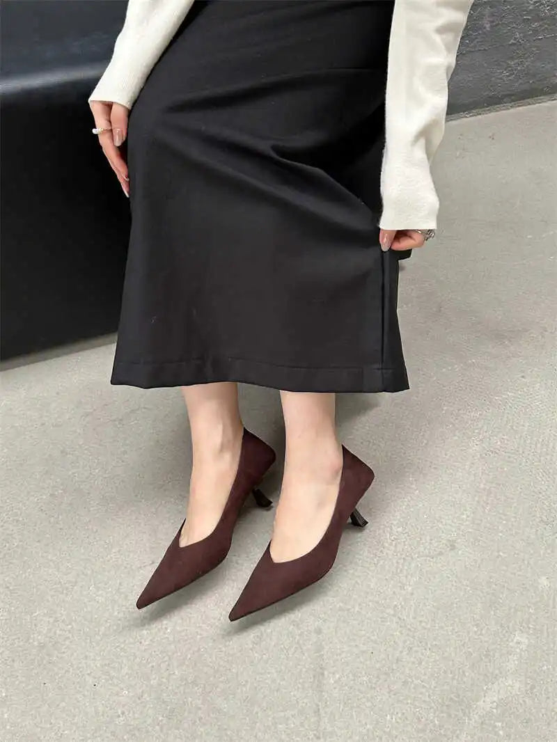 2024 Autumn Pointed Toe Women Sexy Shallow Slip On Pumps Shoes Fashion Thin High Heel Ladies Elegant Dress Shoes Mujer