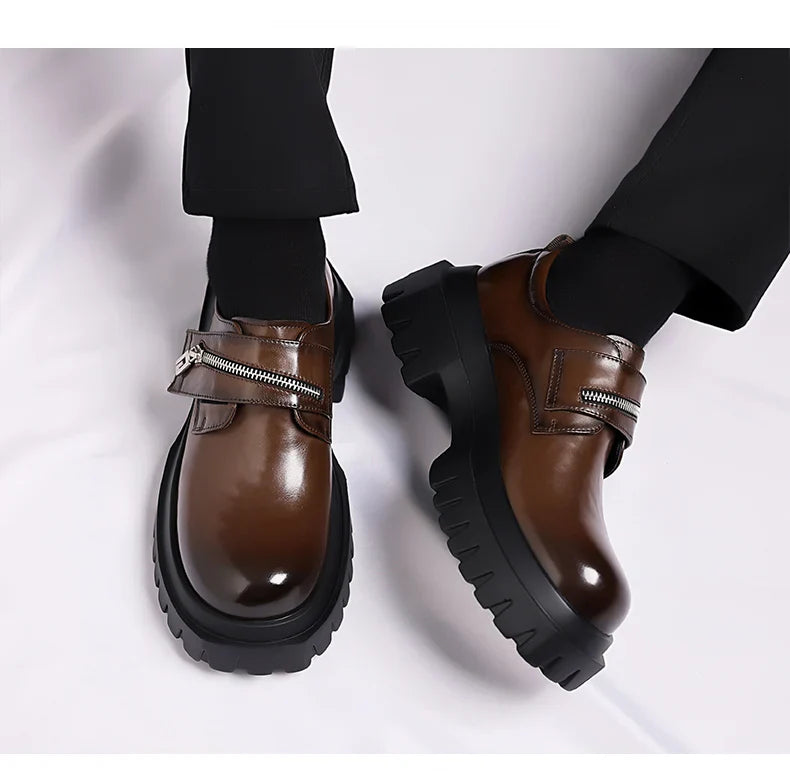 2026 New Derby men's leather shoes Thick bottomed British style design Leisure Party Business Office Luxury adult shoes
