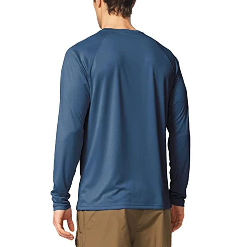 Summer Sun Protection Men's Shirts Uv Spf Upf 50+ Tops Quick Dry Long Sleeve Stretchy Men Shirt Outdoor Running Fishing