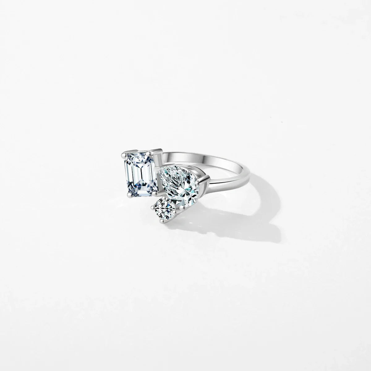 Real 925 Sterling Silver Luxury Geometric Dazzling Emerald Cut Zirconia Ring For Women Classic Wedding Fine Jewelry Gifts