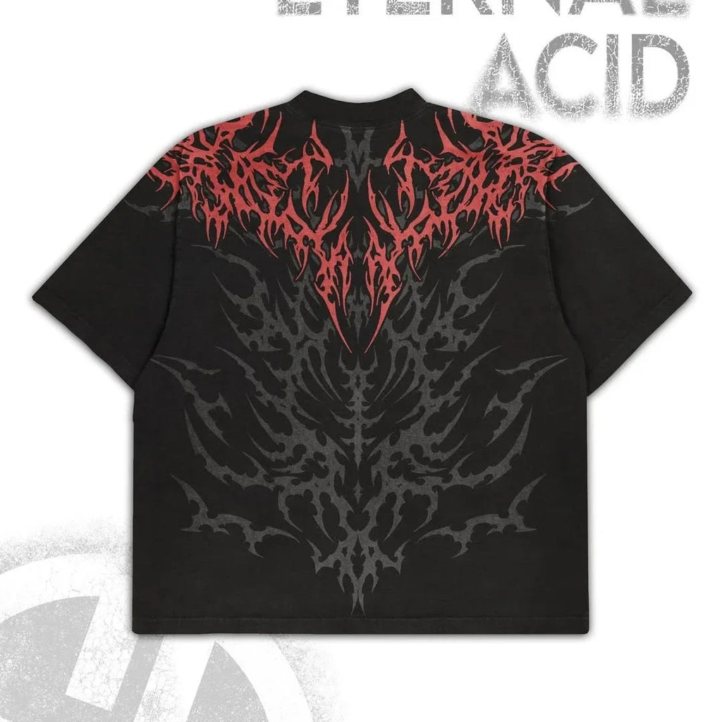 Haunted Forest Goth Unisex T-shirt Vintage Heavy Cotton Boxy Fit Solitude Shadow Distressed Print Tee Cyberpunk Streetwear Top