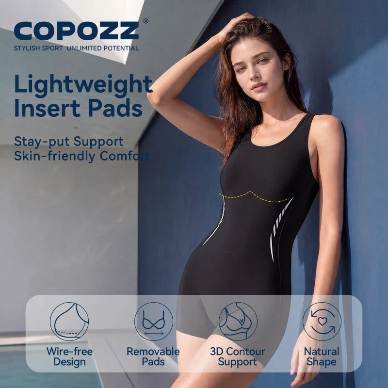 COPOZZ 2026 Sleeveless Women Swimsuit One Piece Rash Guard Sun Protection Swimwear Girls Surfing Bodysuit UPF50+ Bathing Suit
