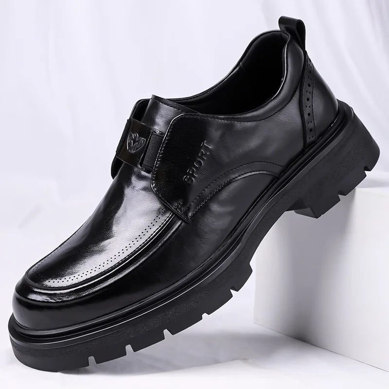 Spring Autumn New Increase Leather Shoes for Men Black Business Casual Platform Shoes Male Fashion High Quality Dress Shoe Man