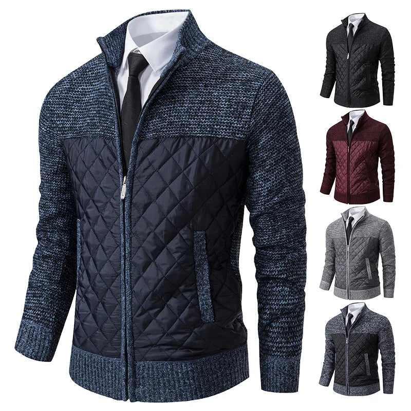 Autumn Winter Sweater Men's Loose Cardigan New Cold High Neck Jumpers Patchworked Windbreaker Casual Jackets
