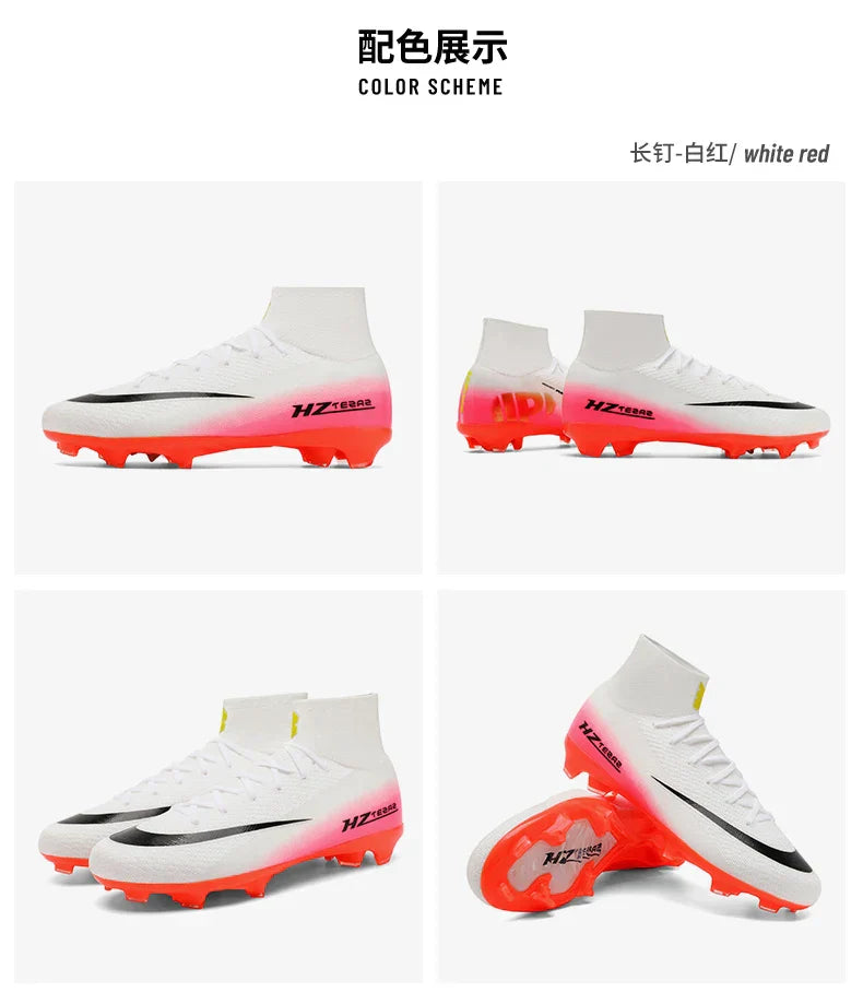 New Men Soccer Shoes Football Boots Cleats Adult Outdoor Breathable Training Sport Long Spikes Boys Non Slip Match Comfortable
