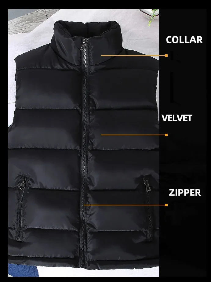 White Vest Jacket Men Slim Fit Stand Collar Sleeveless Puffer Jackets Spring Autumn Casual Waistcoat Men Warm Coat 2024 Trends