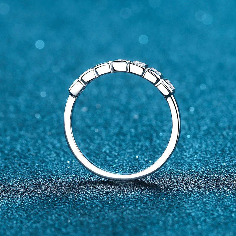 All Princess Cut Moissanite Ring for Women 925 Sterling Silver Rings with White Gold Plated Wedding Proposal Promise Band