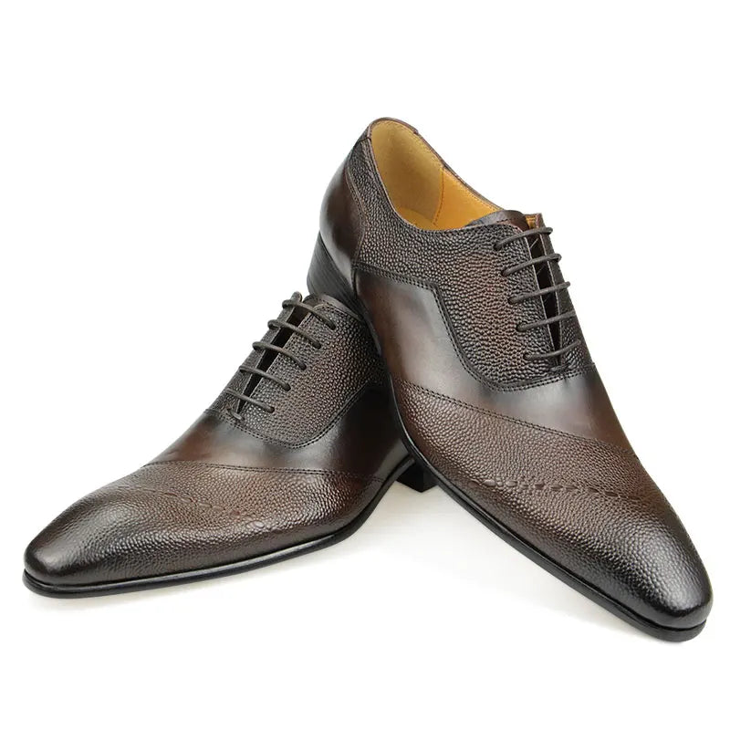 Men's Dress Shoes Formal Cap Toe Oxford Genuine Leather Shoes for Men Comfortable Classic Boot Factory Wholesale Drop Shipping