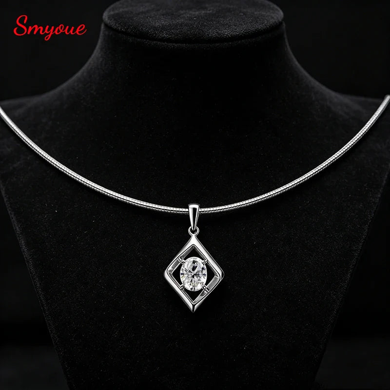 1.5CT Oval Cut Certified Moissanite Necklace Pendant for Women Doveggs Girls Jewelry Lab Diamond Chain Pure 925 Silver