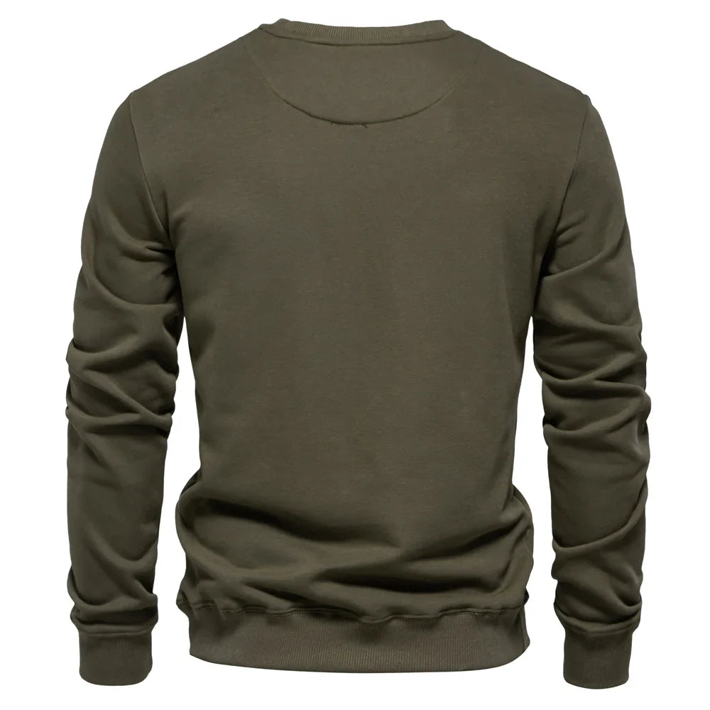 Cotton-blend Mens Crew Neck Solid Color Sweatshirts Pullover Casual Sport Sweatshirt for Men
