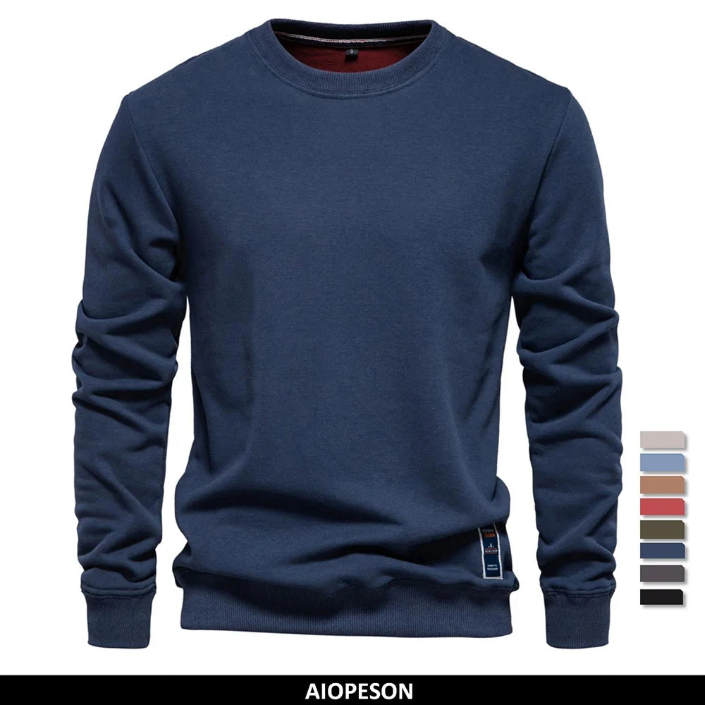 Cotton-blend Mens Crew Neck Solid Color Sweatshirts Pullover Casual Sport Sweatshirt for Men