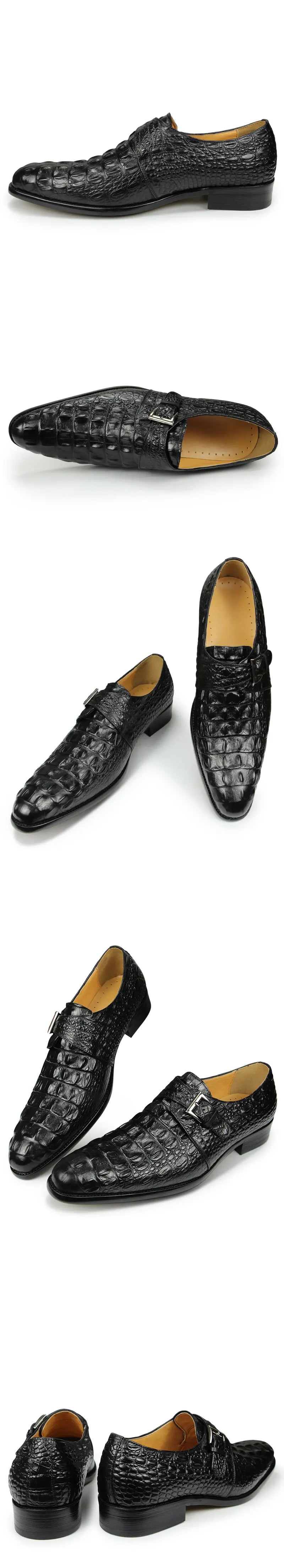 Luxury Crocodile Pattern Formal Leather Shoes Mens Monk Strap Oxford Mens Italy Style Loafers Sapato Social Masculino Zapatilla
