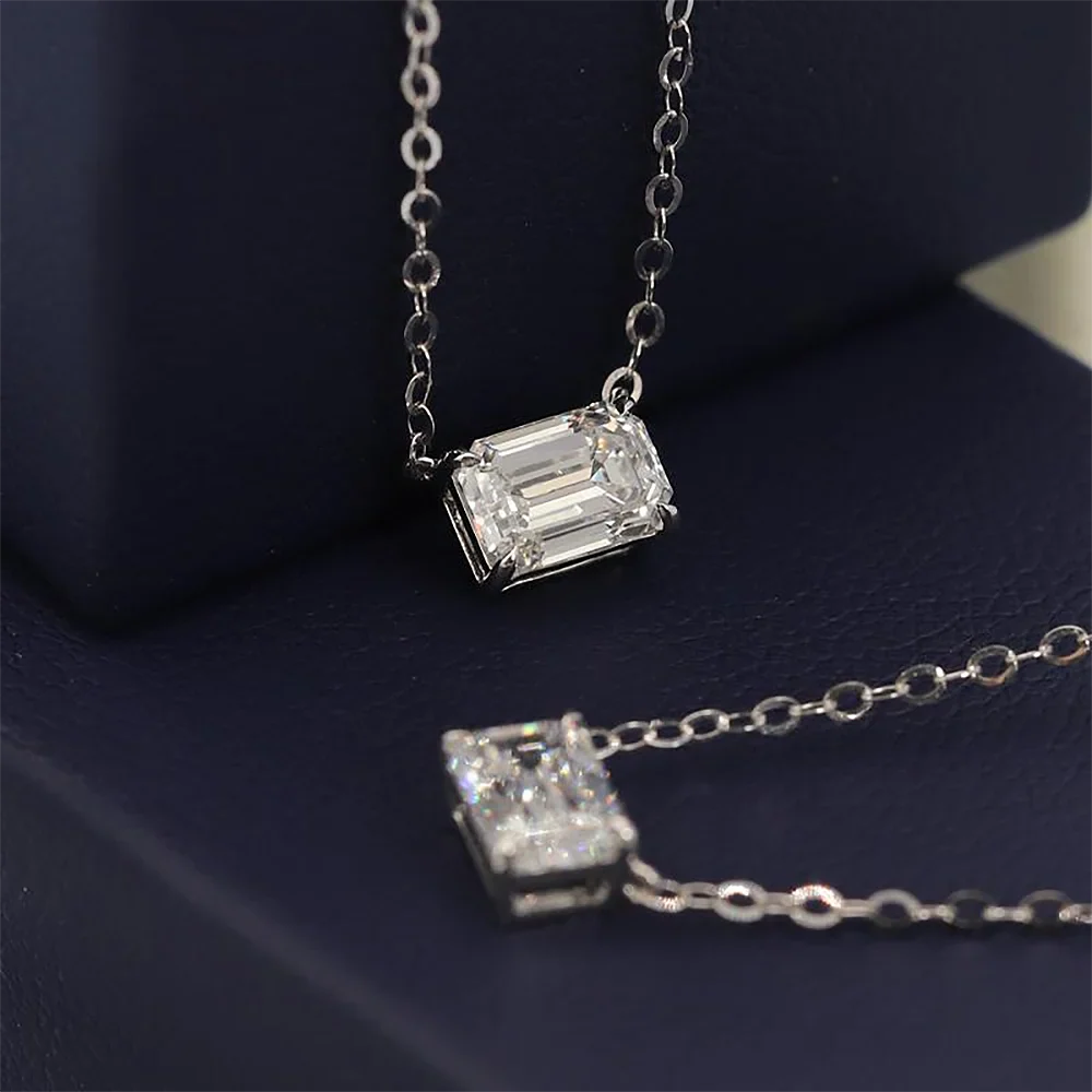 1/2carat Emerald/Radiant Cut Solitaire Moissanite Diamond Pendant Necklace With  Certificate S925 Silver Neckchain For Women
