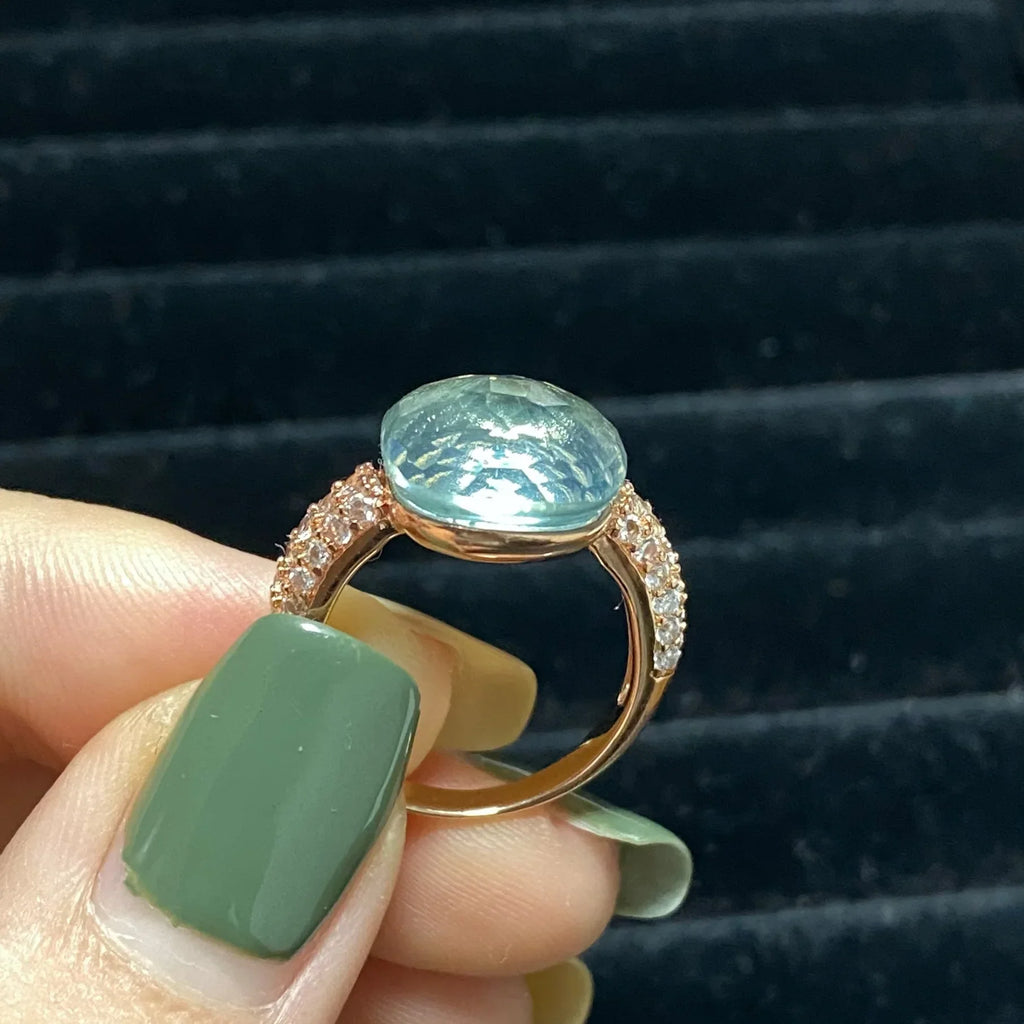 Original Design Pink Crystal Zircon Ring Candy Style Flat Ring for Women Wedding Party Fashion Jewelry Gift