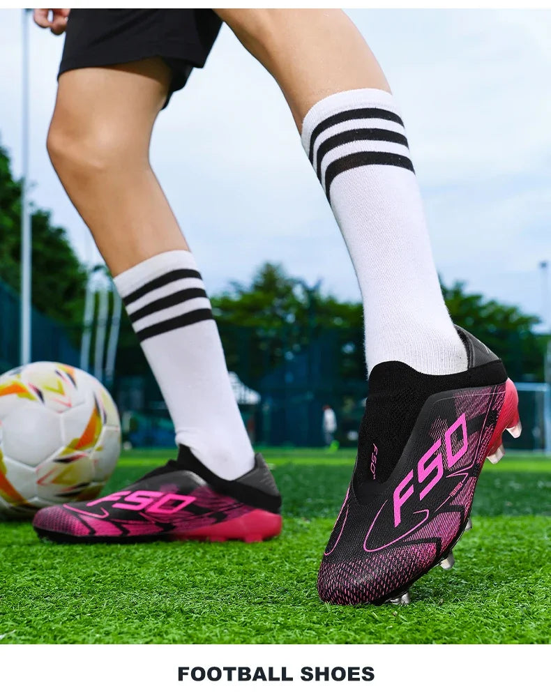 New Men Football Boots Non-Slip Boys Cleats Hot-selling Soccer Shoes Grass Outdoor Match Sneakers High-quality High-top Light