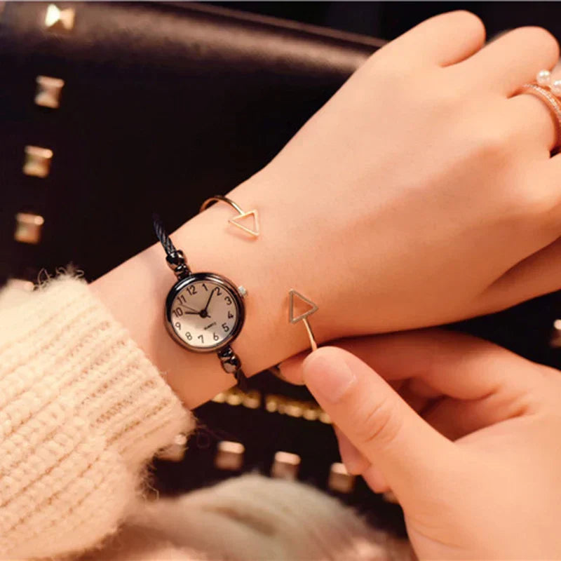Women Watches Small Gold Bangle Bracelet Watch Stainless Steel Retro Ladies Quartz Wristwatch Clock Fashion Dress Watch