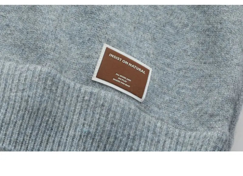 Fake Two Piece Pullover Cardigan Men Round Neck Long Sleeve Clothing Thermal Warm Comfortable Youth Casual Knit Sweater