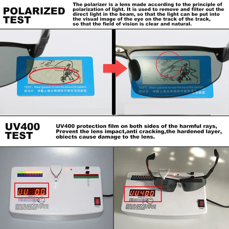 CLLOIO Aluminum Photochromic Sunglasses Men Polarized Day Night Driving Chameleon Glasses Anti-Glare Change Color Sun Glasses UV