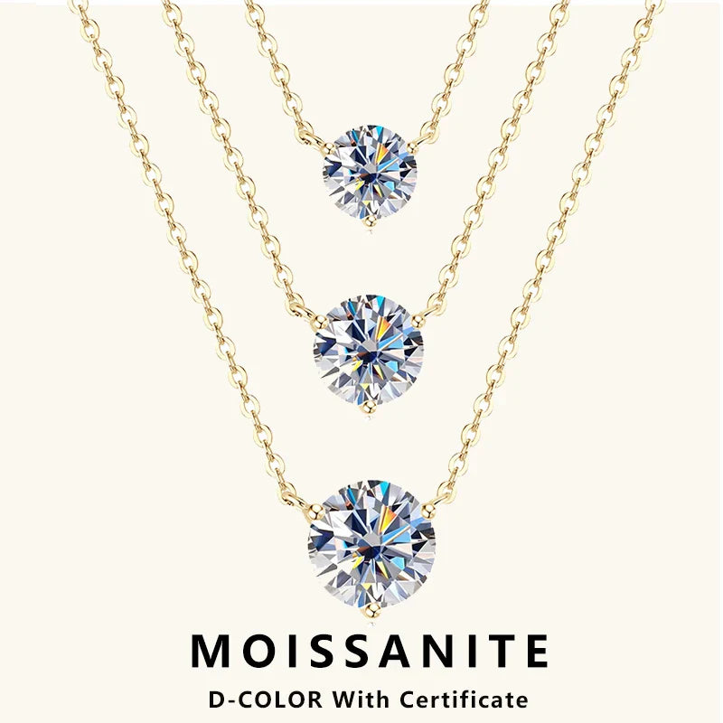 1CT 1.5CT 2CT Moissanite Pendant Necklace s925 Sterling Silver Certified Solitaire Drop Necklaces For Women Jewelry Gift