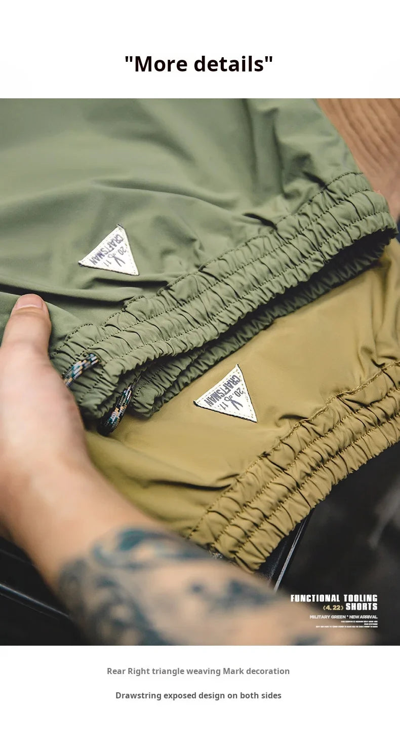 Casual Washed Cargo Shorts Men's Summer Lightweight Straight Leg Drawstring Pockets Shorts Breathable Outdoor Bottoms