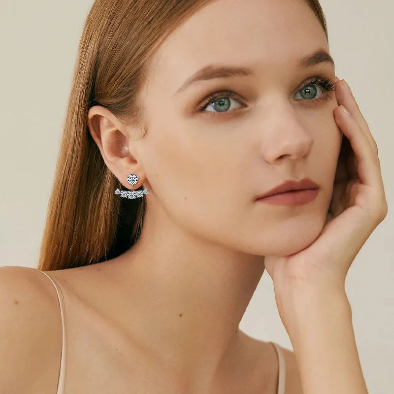 2 in 1 0.5CT Round Brilliant Cut D Color Moissanite Stud Earrings for Women S925 Silver GRA Certified Pierced Earring Gift