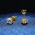 18k Gold D Color Moissanite Studs Earrings for Women Four-claw Sparkly Diamond Earring Wedding Gift S925 Sterling Silver