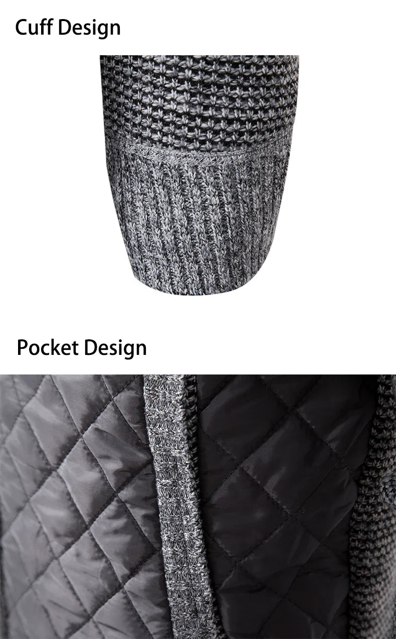 Autumn Winter Sweater Men's Loose Cardigan New Cold High Neck Jumpers Patchworked Windbreaker Casual Jackets