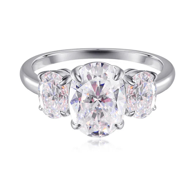 Certified 2CT 4CT Oval Cut All Moissanite Rings for Women Bride Wedding Bands Lab Diamond Gift 100% 925 Sterling Silver
