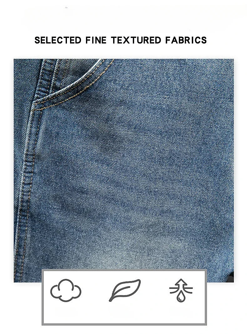 Summer Thin Bermuda Jeans Men's High Street Straight Shorts Fashion Casual Blue Classic Style Male Clothes Short Pants