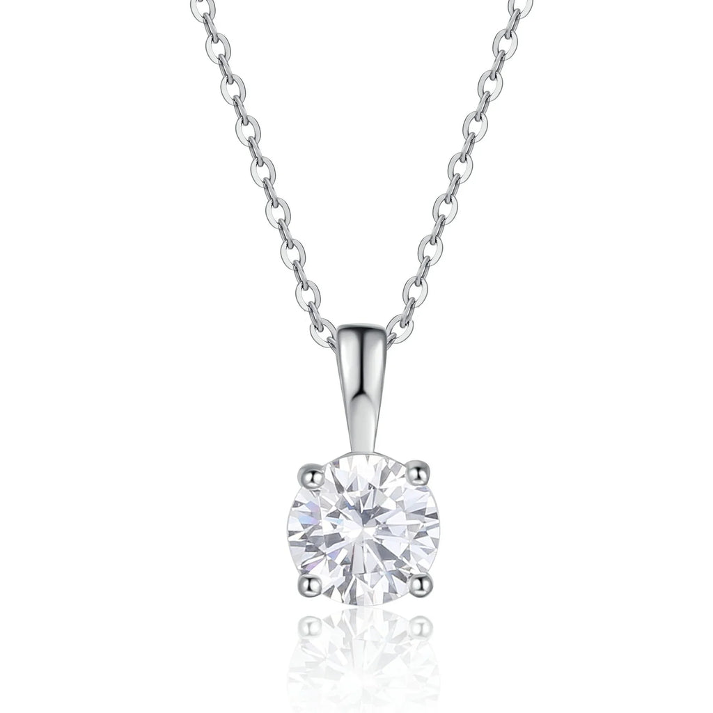 1ct Moissanite Pandent Necklace s925 Sterling Silver Plated 18k Box Chain Dainty Necklaces for Women Fine Jewelry Gift