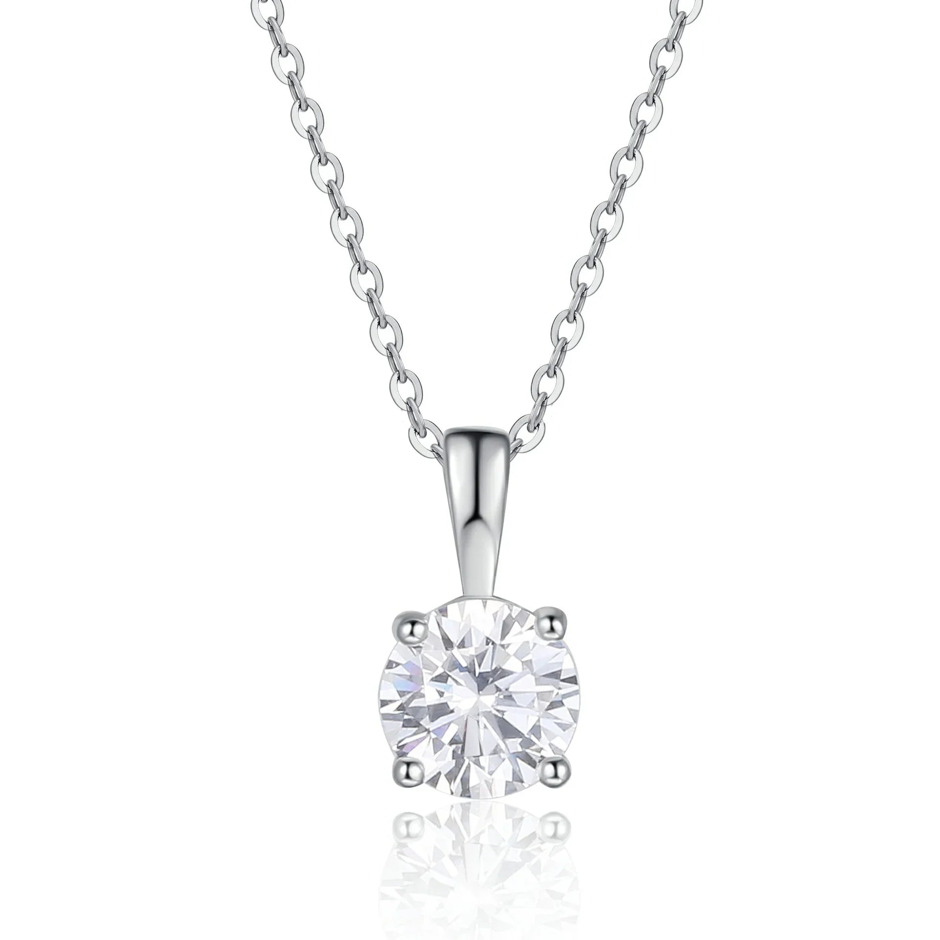 1ct Moissanite Pandent Necklace s925 Sterling Silver Plated 18k Box Chain Dainty Necklaces for Women Fine Jewelry Gift