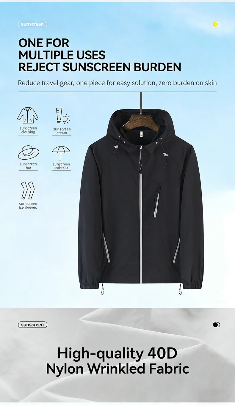 Summer Windbreaker Men Women Lightweight Sun Protection Jacket Unisex Camping Climbing Hiking Outdoor Waterproof Coat