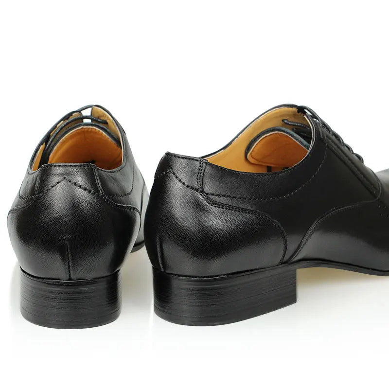Leather Shoes Men's Pointed Toe Four Seasons Leather Shoes Business Formal Shoes Patent Bright Leather Low-top Shoes Black
