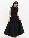 2026 Summer Women One Shoulder Asymmetrical Sleeveless Dress Plaid Check Midi Dress for Rebellious Prep & Vacation Style