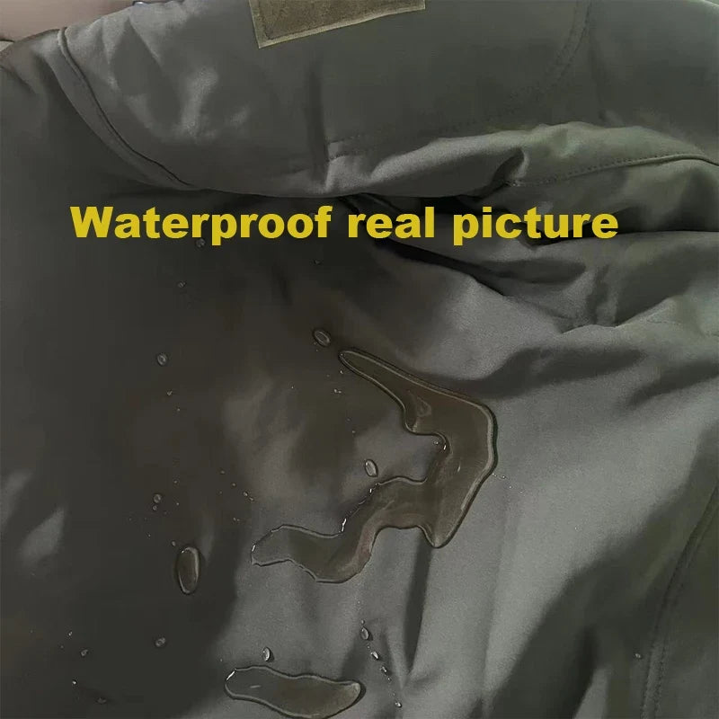 Mens Winter Autumn Warm Cargo Fleece Jackets Sharkskin Military Hood Windproof Outdoor Coats Hiking Camping Climbing Tactical