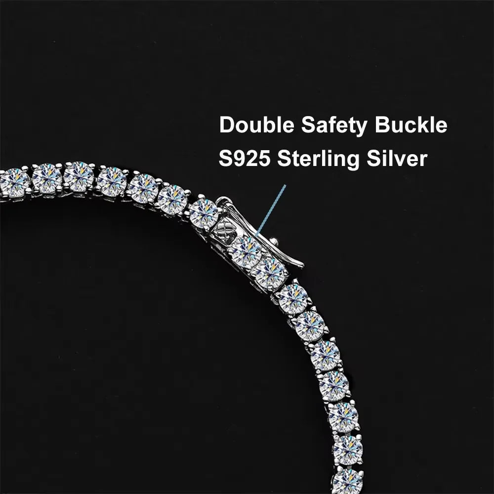 3 Claw 0.4CT 4.5mm Gradient Full D Color Moissanite Diamond Tennis Necklace for Women 925 Silver GRA Certified Neck Chain