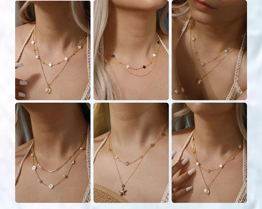 925 Silver Four Flowers Clover Luxury Hollow Clover Chain Necklace Banquet Party Gift Neck Jewelry Accessories GMN61