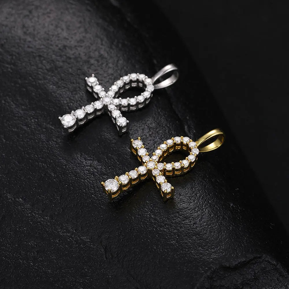 D VVS1 Moissanite Cross Pendant Necklace Full Diamond with GRA Wedding Party Jewelry Rope Chain Necklaces for Women Man