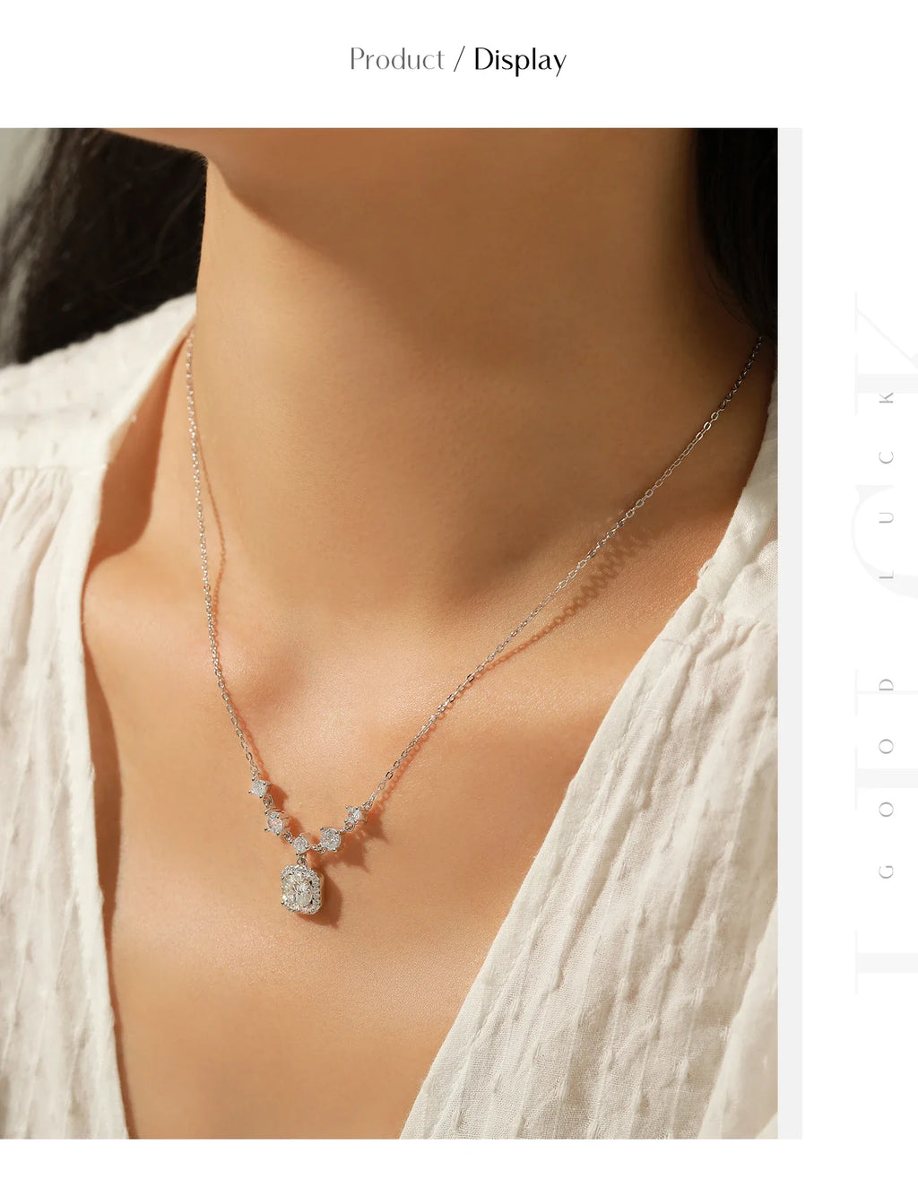1CT D Color Moissanite Necklace 925 Sterling Silver Luxury Halo Charm Pendant Necklace For Women Bridal Wedding Jewelry