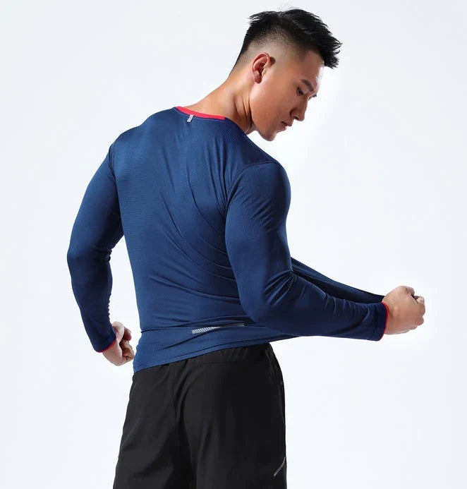 Men Running Sport Shirts Tops Long Sleeve Plus Size Tees Dry Fit Breathable Training Clothes Gym Sportswear Fitness Sweatshirts