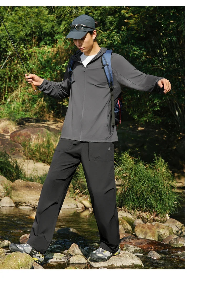 Men Jacket UV Protection Cool Feeling Breathable Knit Elastic Hooded 2026 Summer Comfortable Outdoor Fashion Top