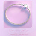 Heart Basic Charm Bracelet 925 Sterling Silver Snake Chain Basic Bracelet For Women Heart Love Jewelry 17CM 19CM