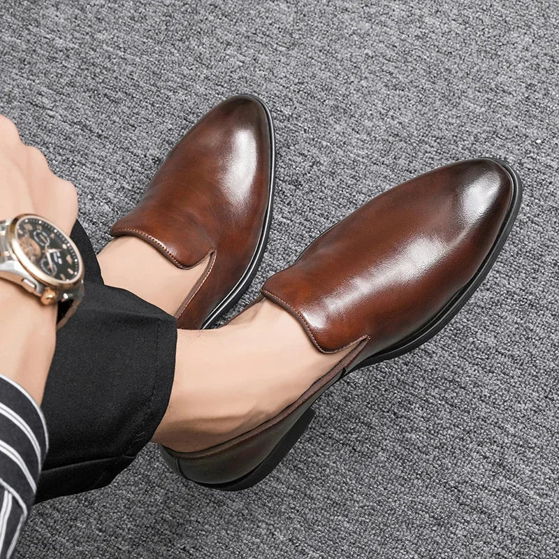 Designer Men's Leather Shoes – Classic Lace-Up Formal Dress Shoes (Black, Brown)