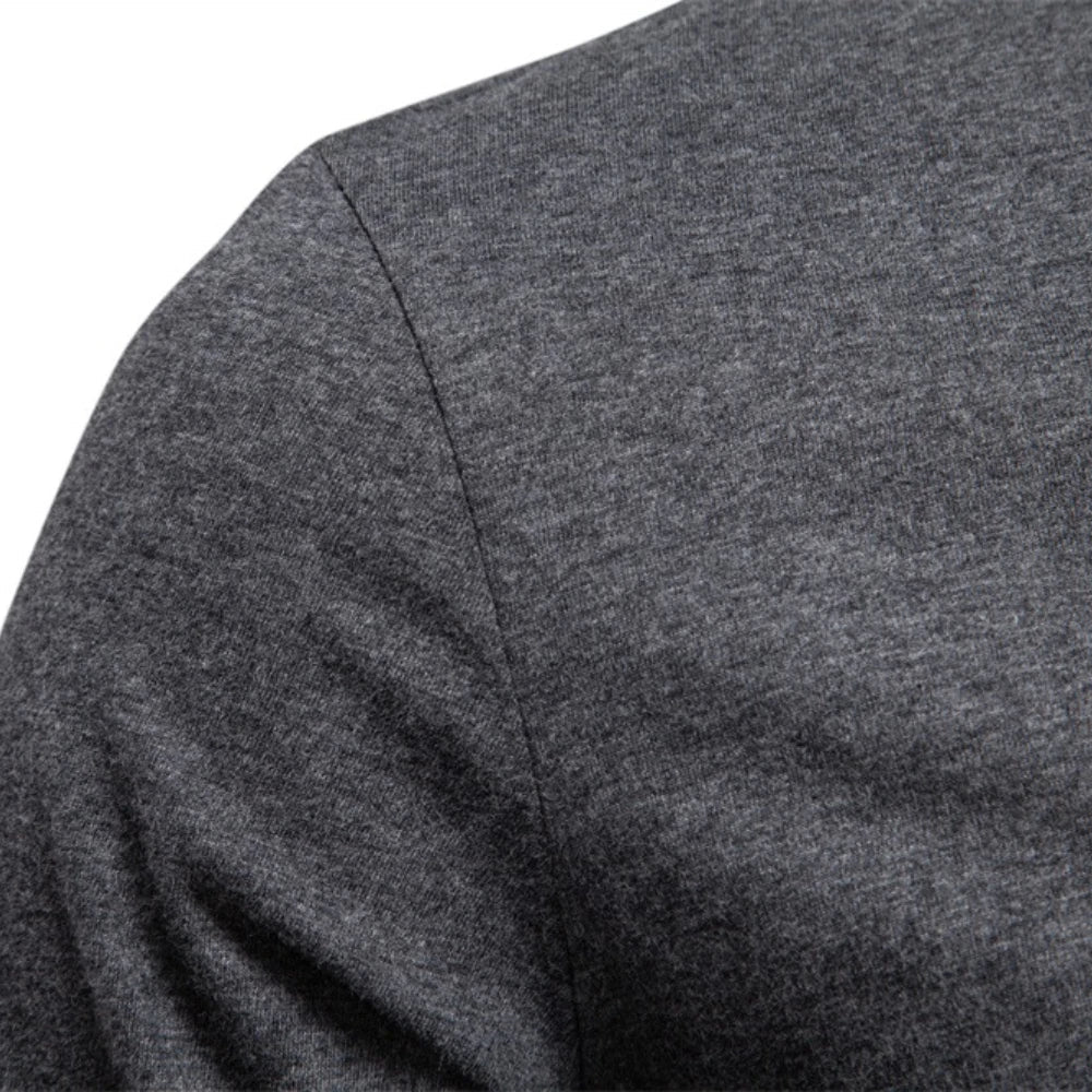 100% Cotton T-shirt Men Casual Solid Color Long Sleeve Sweater Autumn Fashion High Quality Henley Collar Mens T-shirts