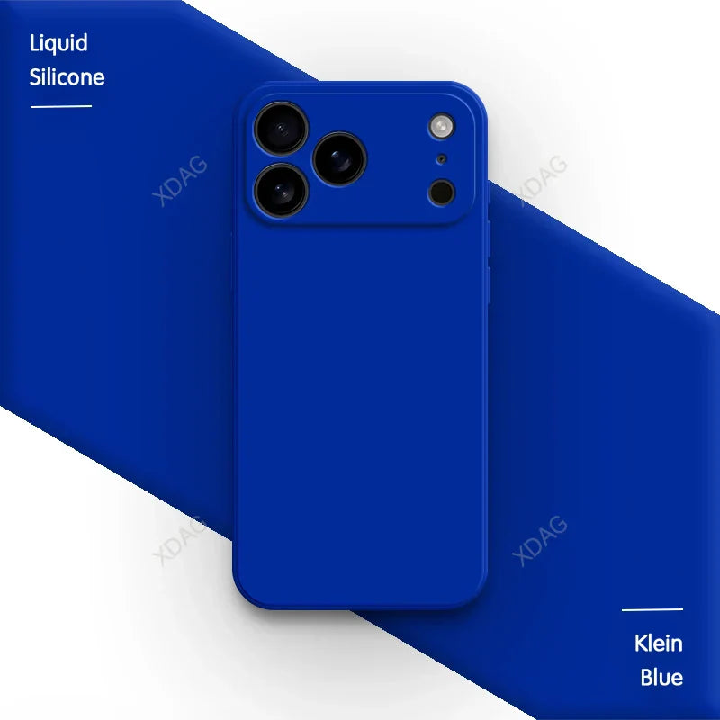 جراب هاتف أصلي من السيليكون السائل لهاتف iPhone 17 Pro Max Air 17Pro 17Max 5G بحافة مستقيمة وحماية للعدسة غطاء خلفي ناعم أساسي