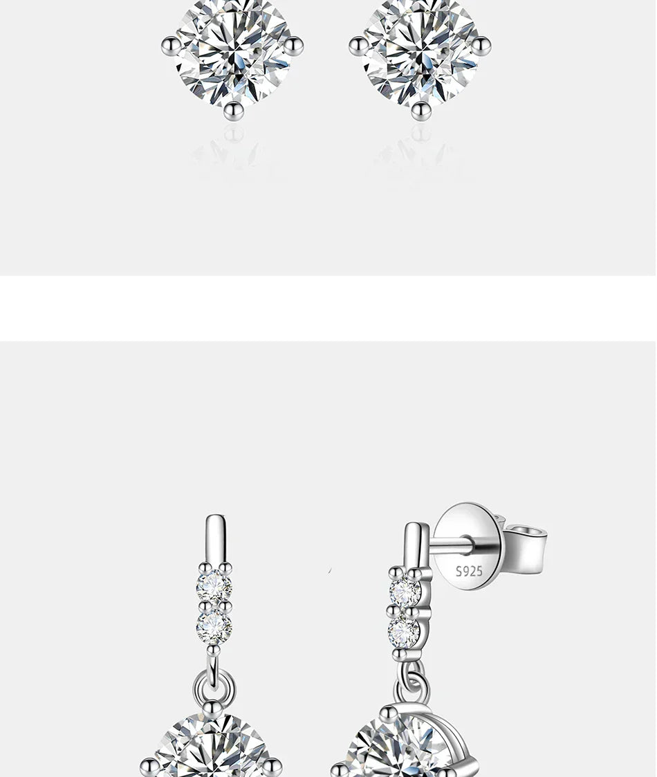 0.5/1CT Moissanite Drop Earring Women S925 Pure Silver Four Claw Laboratory Diamond Fashion Luxury Wedding Jewelry