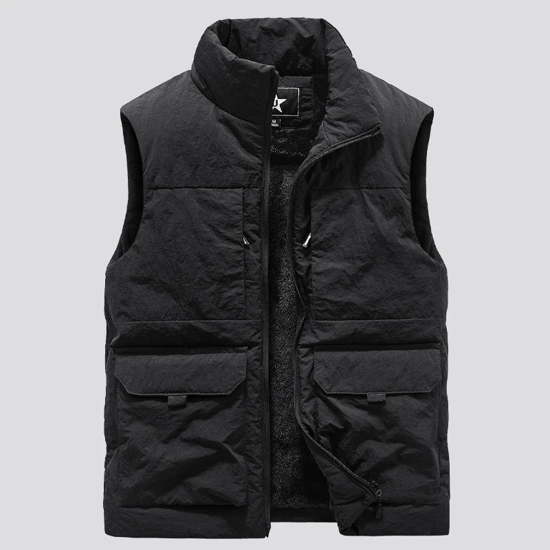 Men's Multi-Pocket Clothing Winter Vest Jackets Sleeveless Coat Fashion Large Size 6XL Male Warm Waistcoat Fleece Vest Men