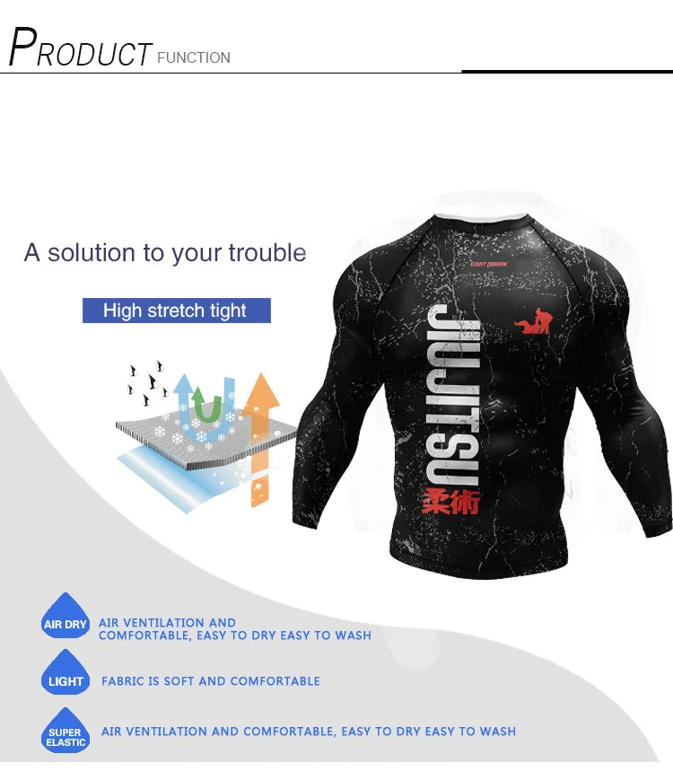 Cody Lundin Uv Sun Protection Shirt Long Sleeve Bjj Rashguard Sublimation Manto Jiujitsu Man Boxeo Tee No Gi MMA Gym Clothes