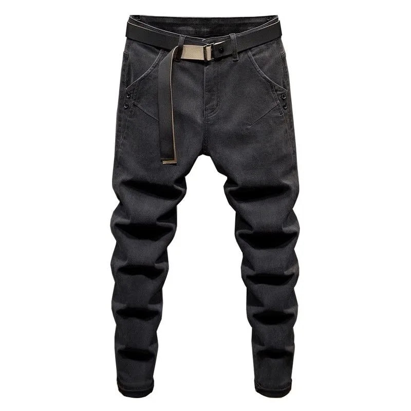 2024 Spring and Autumn New Fashion Solid Color Black Stretch Shorts Men's Casual Slim Comfortable Breathable High-Quality Jeans