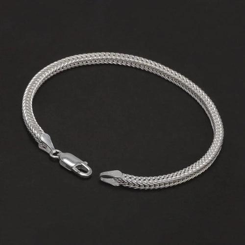 2.8mm 925 Sterling Silver Fox Tail Chain Bracelet for Men Women High Polished Classic Bracelet Simple Trendy Jewelry Accessories